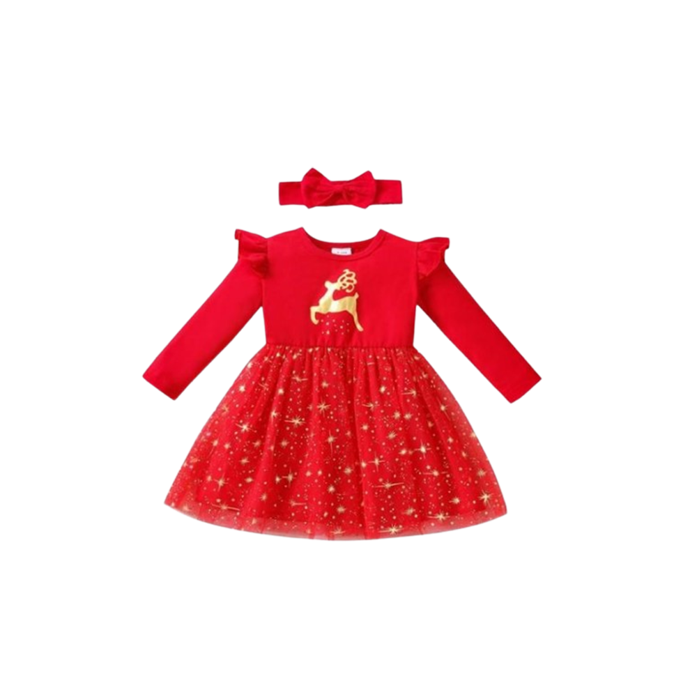 Girls Christmas Floral Dress