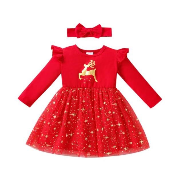 Girls Christmas Floral Dress